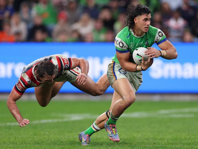 No player symbolises the rise in the Raiders self belief more than Kaeo Weekes. Picture: Cameron Spencer