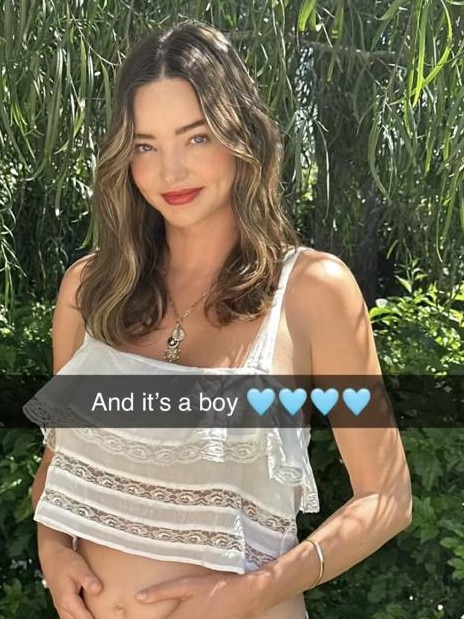 She announced the news on Snapchat, which was co-created by her husband Evan Spiegel.