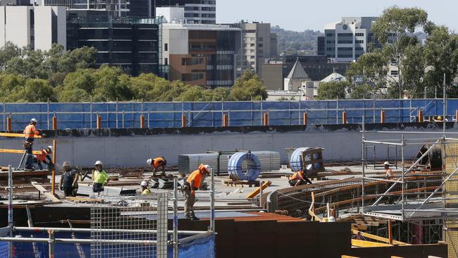 Construction of the Parramatta Aquatic and Leisure Centre. Picture: John Appleyard