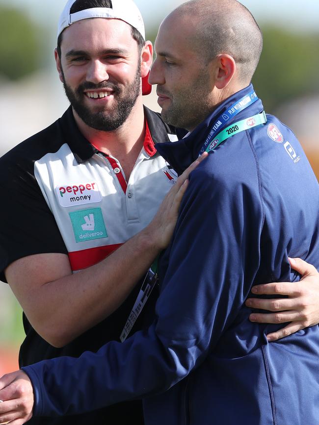 A smiling Paddy McCartin before St Kilda’s pre-season clash with Hawthorn. Picture: Michael Klein.