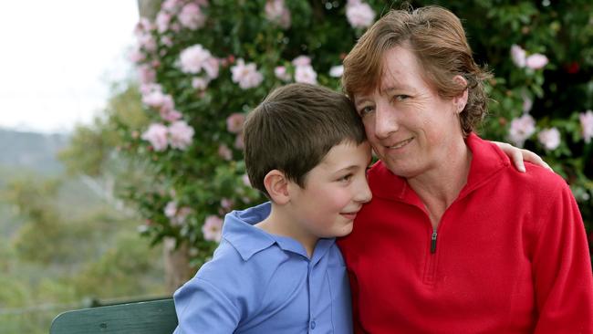 Mum Cathy Tucker was saved by her son Daniel 8 when she fell into a diabetic coma. Pictured at their Berowra Heights home.