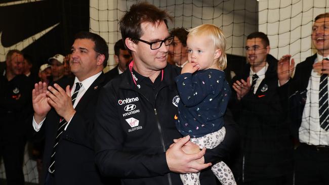 Carlton caretaker coach David Teague after the Blues beat Adelaide on Saturday. Picture: Matt King (Getty)