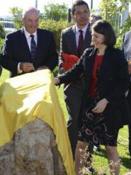 Premier Gladys Berejiklian performs the official opening of the Riverina Oils and Bio Energy Facility at Bomen in October 2017 with Mr Maguire.