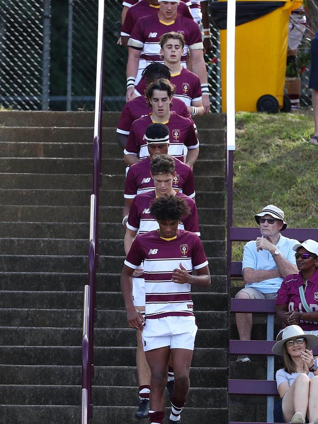 Action from the AIC First XV rugby union match between St Peters Lutheran College and Padua College. Picture: Tertius Pickard