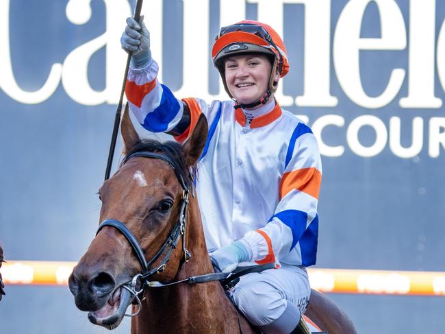 Deep Speed ridden by Jamie Kah wins the Neds Filter Form Handicap  at Caulfield Racecourse on July 10, 2021 in Caulfield, Australia. (Jay Town/Racing Photos via Getty Images)