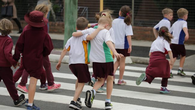 Kindergarten, Year 1 and Year 12 students were welcomed back into the classroom on Monday. Picture: NCA NewsWire / Christian Gilles