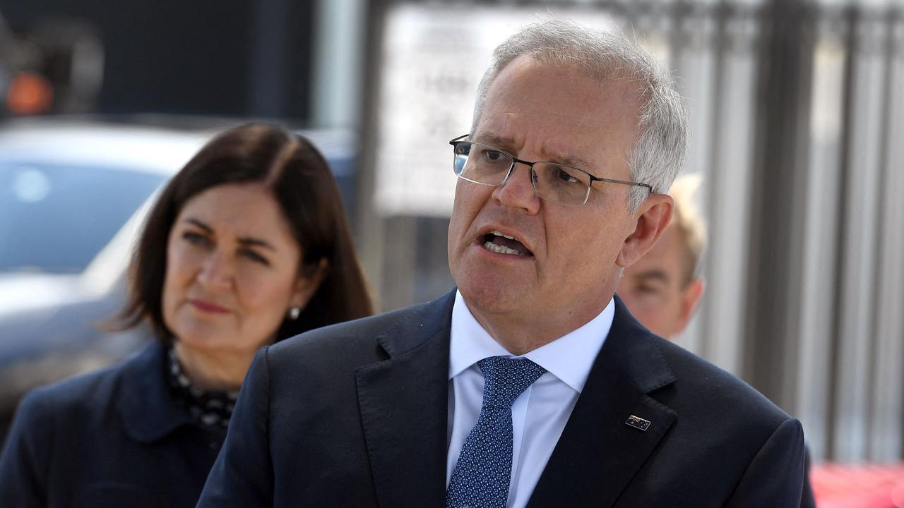 Prime Minister Scott Morrison says the Coalition does not have a mandatory vaccination policy. Picture: William West/AFP