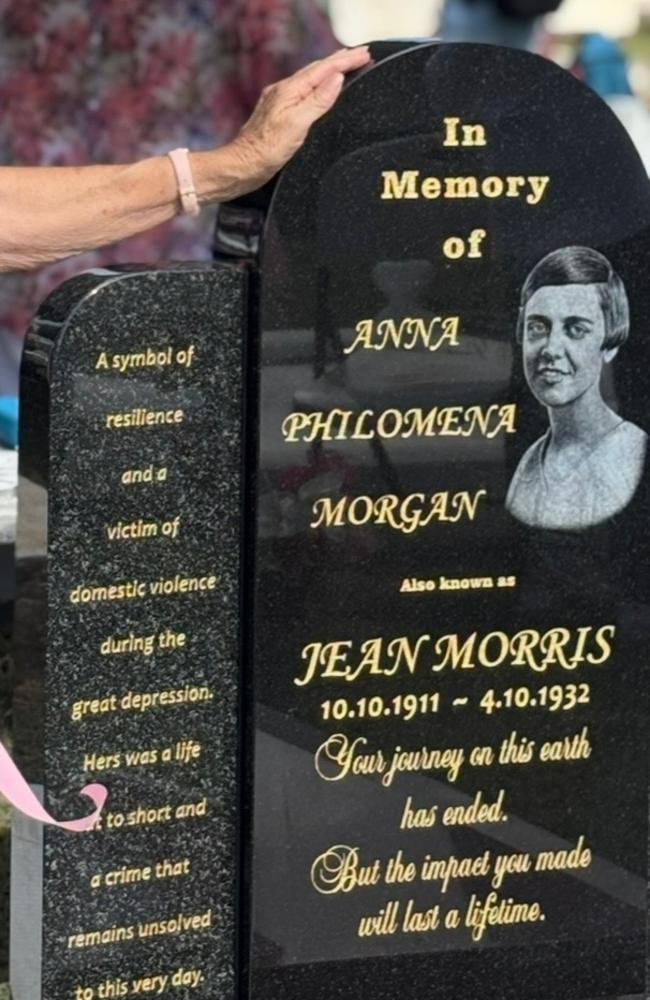Jean Morris' first headstone, 93 years after she was buried.