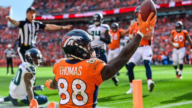 Demaryius Thomas, playing for the Broncos, in 2018. Picture: Dustin Bradford/Getty Images/AFP