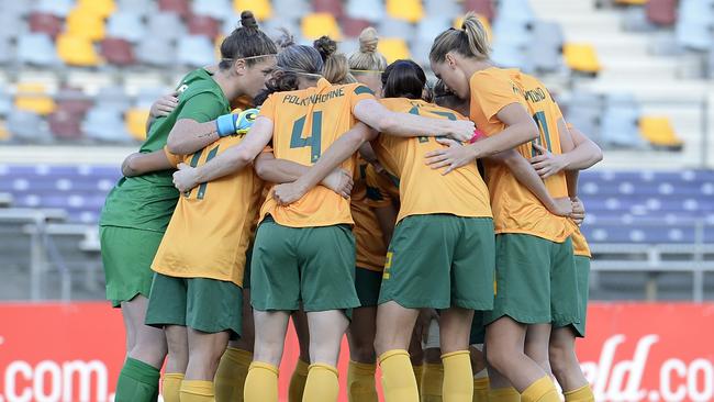 Matildas get ready for Brazil. (Photo by Bradley Kanaris/Getty Images)