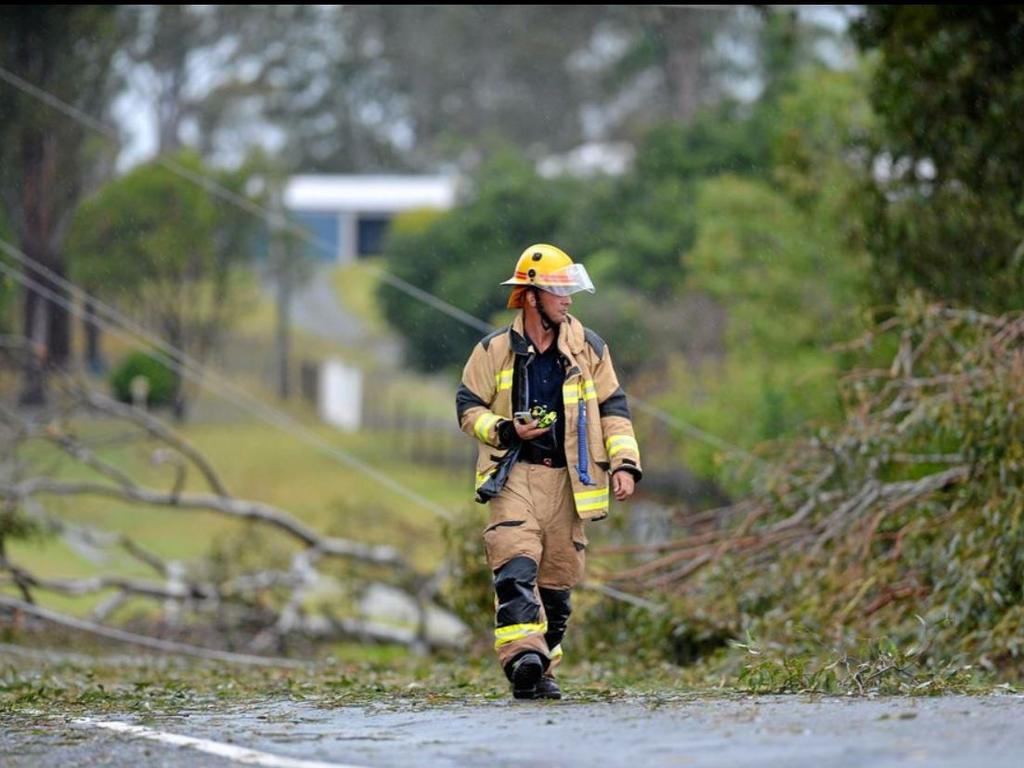 Powerlines and trees down on Eel Creek Rd, Gympie. Picture: Renee Albrecht