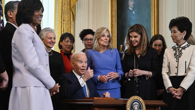 US President Joe Biden after signing an executive order aimed at advancing the study of women's health, in the White House on Monday. Picture: AFP