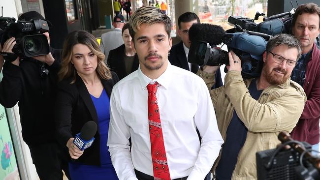 Taylor did not speak to the media as he departed. The banned Swan will return to court for sentencing on December 2. Picture: Getty Images