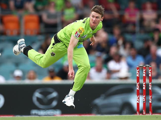 Brendan Doggett sends one down at Manuka Oval. Picture: Getty Images