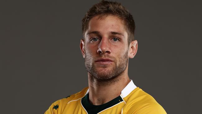 Kyle Godwin of the Wallabies poses during a portrait session.