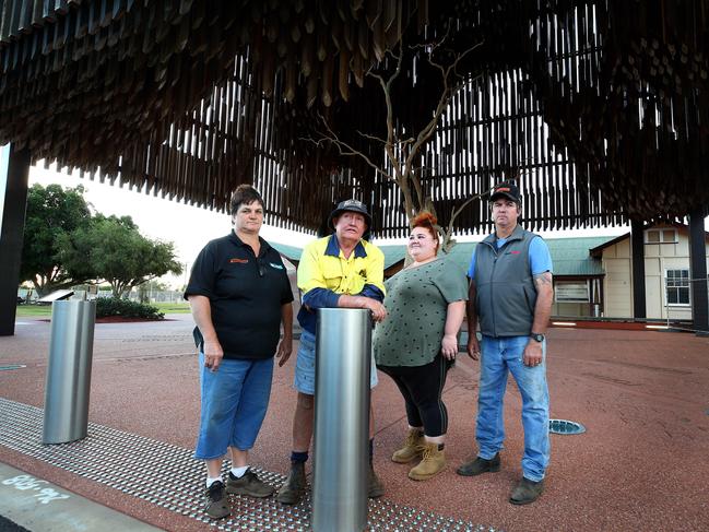 Barcaldine locals Lisa Winter, Jeffrey Winter, Erin-Lee Winter and Todd Austin. Picture: Adam Head