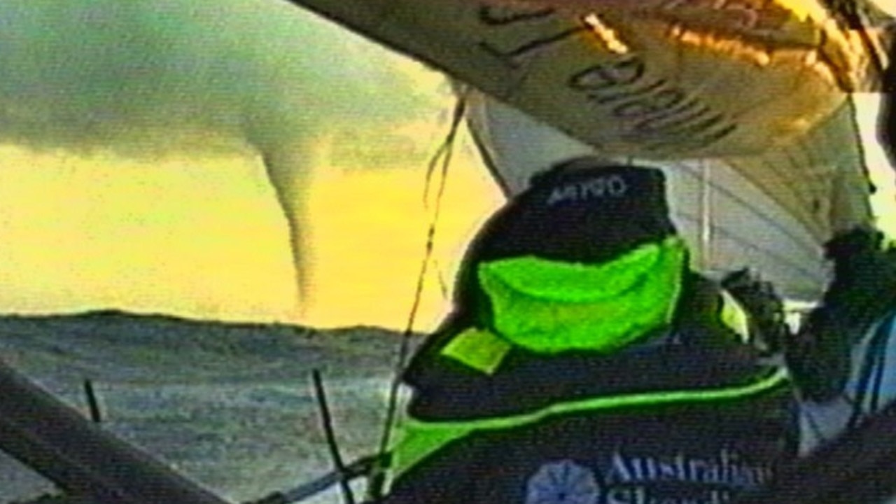 Image of the water spout from the yacht Nicorette during freak storm on NSW south coast during Sydney to Hobart race.