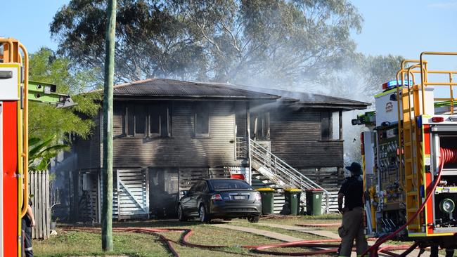 House destroyed in Garbutt with two men taken to hospital with life-threatening injuries.