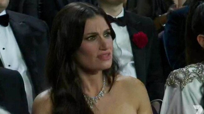 Idina’s face is all of us. Picture: Channel 7.