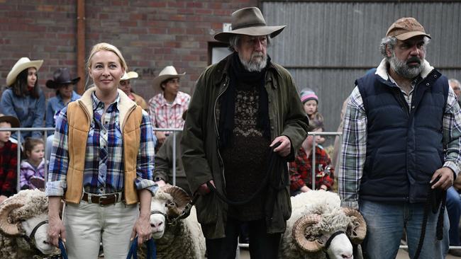 Asher Keddie, Michael Caton and Wayne Blair in a scene from the Australian movie Rams.