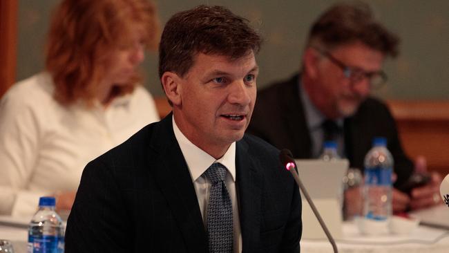 Federal Minister for Energy Angus Taylor during a meeting of the nations energy ministers in Perth on Friday. Picture: AAP