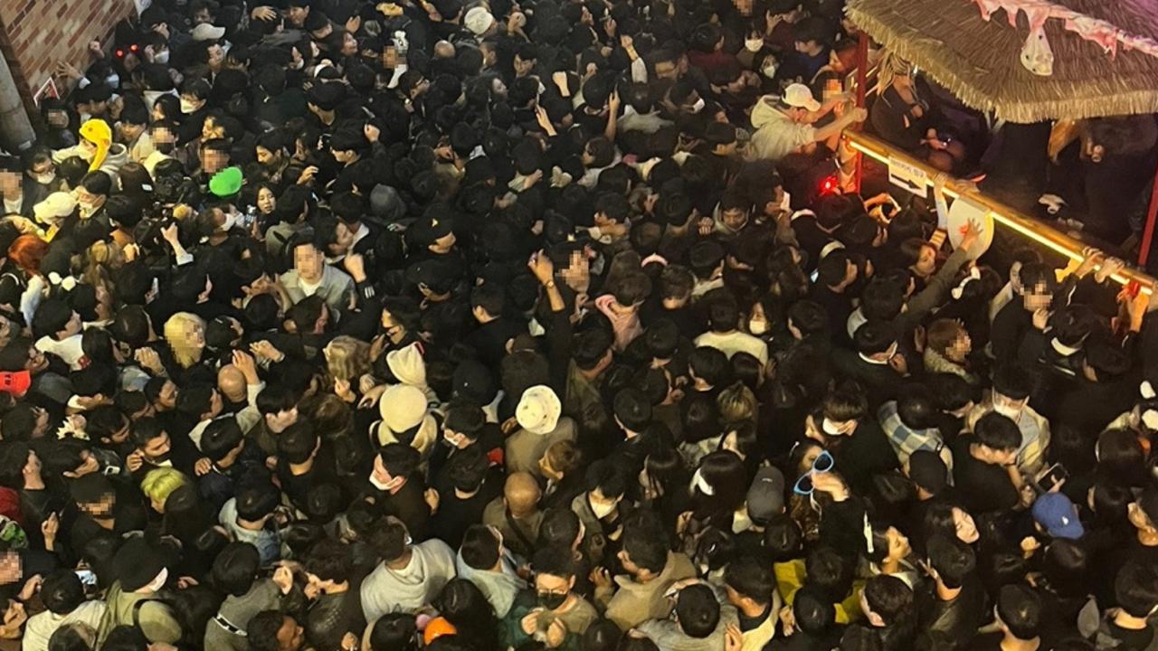 The crowd became deadly just after 10pm. Picture: Yonhap via REUTERS.