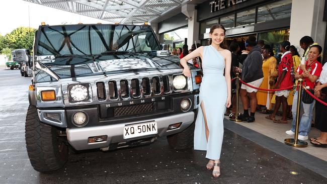 Shania O'Brien arrives at the Mount St Bernard College senior formal evening, held at the Pullman Reef Hotel Casino. Picture: Brendan Radke
