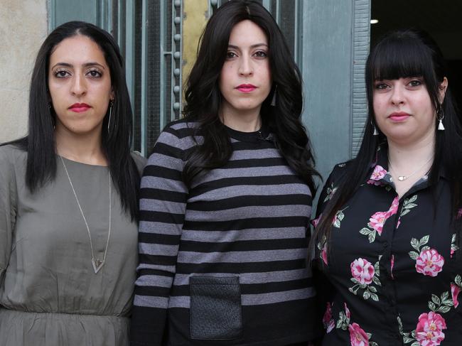 Three sisters, Elly Sapper, Nicole Meyer and Dassi Erlich, who were allegedly abused by their schoolteacher. Picture: Ella Pellegrini