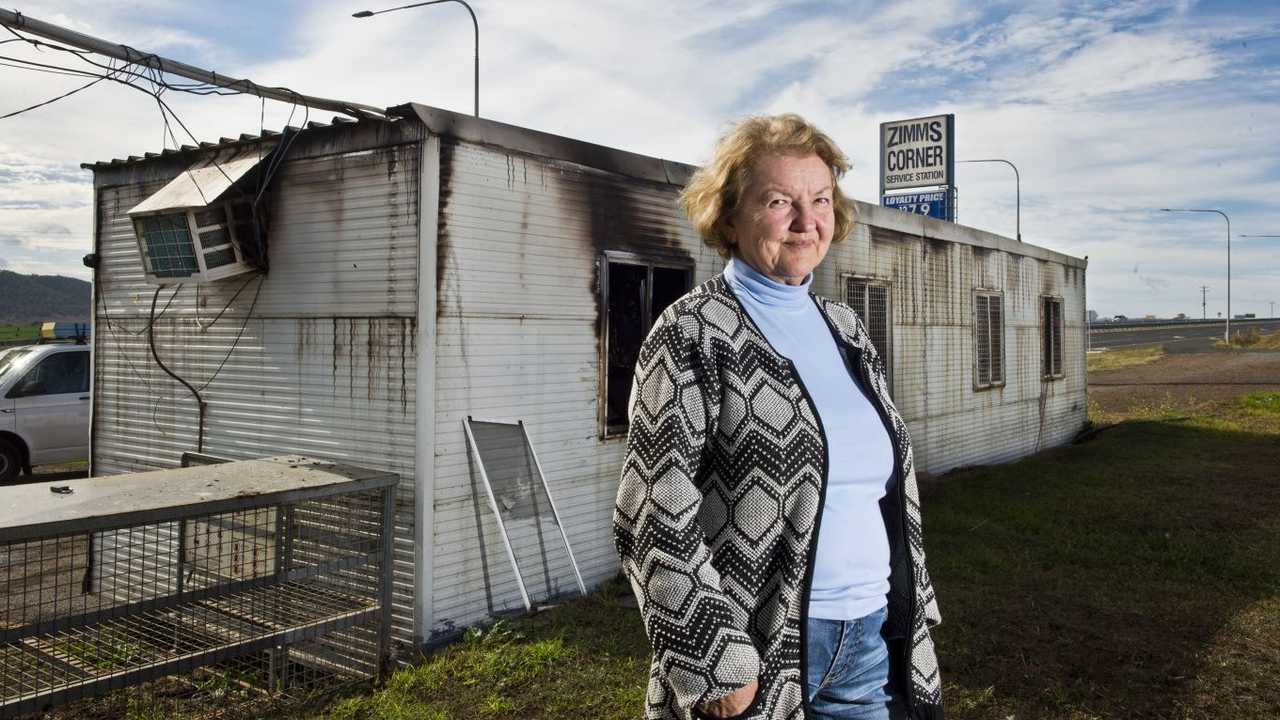 Zimms corner service station. Owner Olga Marr outside the building broken into and set alight . Thursday, 13th Jun, 2019. Picture: Nev Madsen