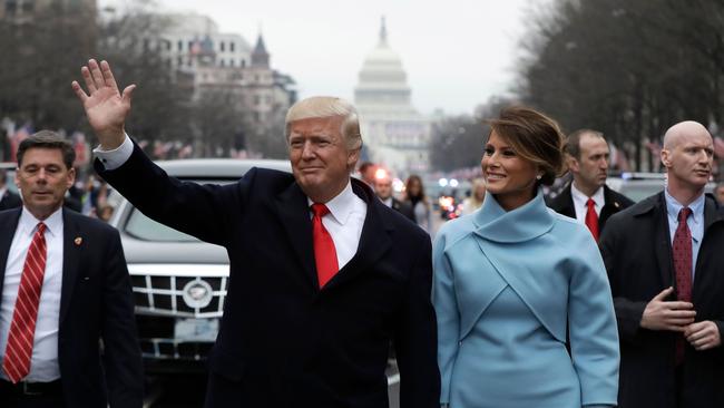 US President Donald Trump with first lady Melania Trump during the inauguration parade on Pennsylvania Ave in Washington, DC, following swearing-in ceremonies on Capitol Hill in 2017. Picture: Evan Vucci /AFP