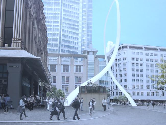 An artist’s impression of the Cloud Arch sculpture which will be put up near George St. Picture: John Grainger