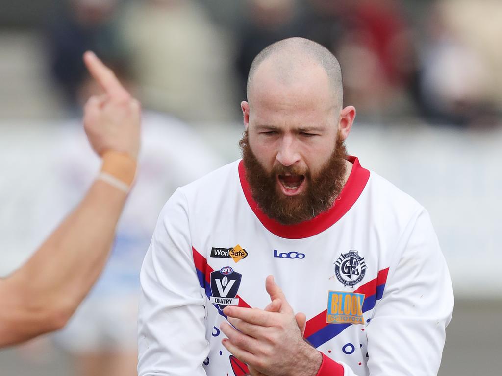 Fraser Fort celebrates one of his seven goals. Picture: Mark Wilson