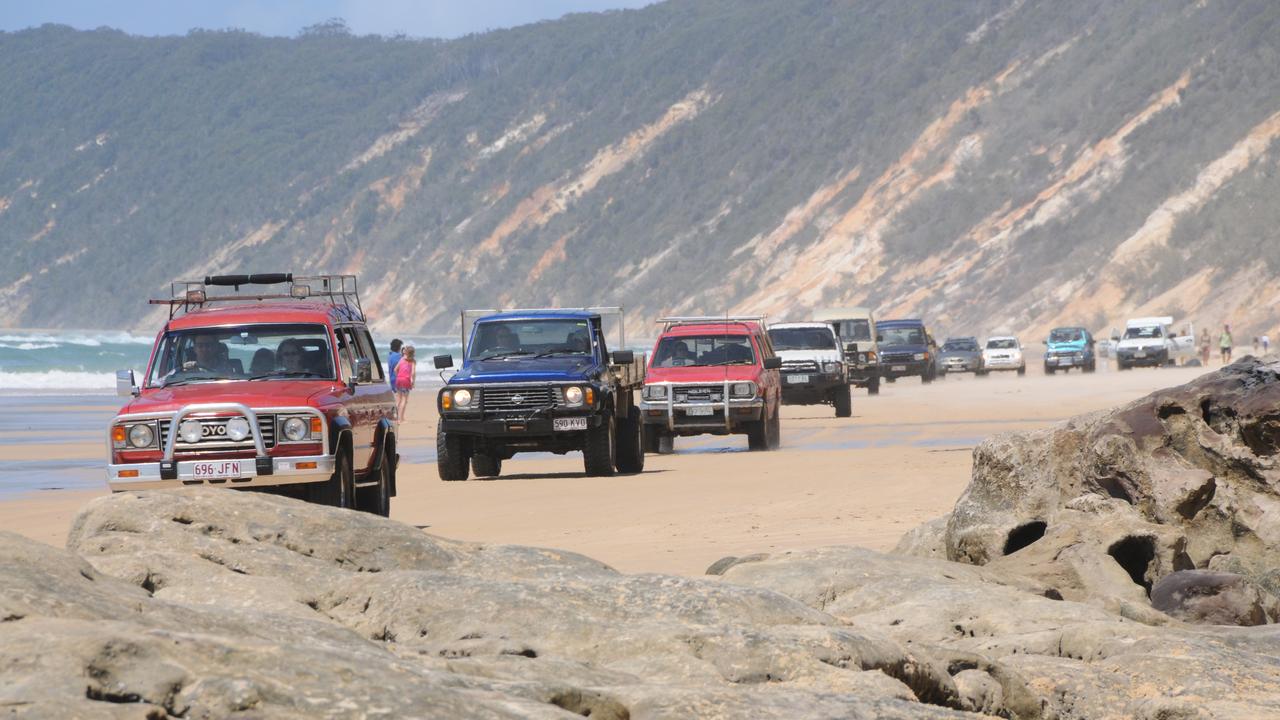 In 2008, Rainbow Beach residents called on 4WD enthusiasts outraged at the governments proposed beach closures and fees to join them in a protest convoy – the convoy drove from Rainbow Beach to Double Island Point and back. Photo: Craig Warhurst / Gympie Times