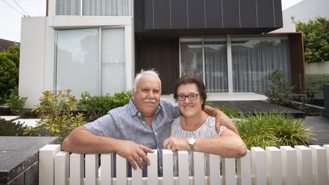 Constantine and Angela Tripodis outside their Black Rock home. Picture: Tony Gough