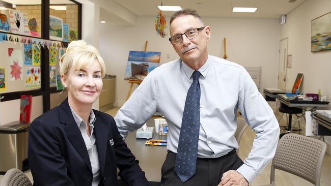 Valerie Bailey (Nurse Unit manager) and Atholl Webb (executive Officer Southport Private) in the art room of the new Mental Health ward at Southport Private hospital. Picture: Tertius Pickard