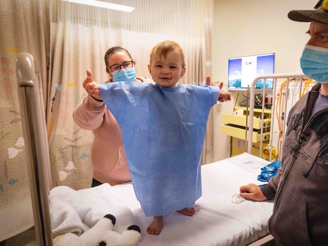 Hunter gets ready to go into surgery. Picture: Mark Stewart