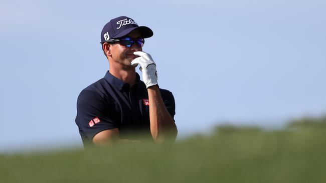 Adam Scott during round two of the Wells Fargo Championship at Eagle Point Golf Club.