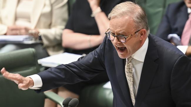 Anthony Albanese goes on the attack during question time. Picture: CA NewsWire / Martin Ollman