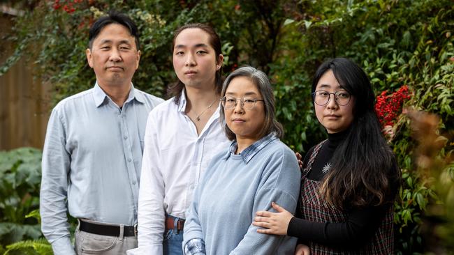 Husband and wife, Wonsang Lee (left) and Soonyoung Park (middle), along with their two adult children Sojung (middle) and Donghoon (right) have lived in Melbourne’s east for almost 20 years. Picture: Jake Nowakowski