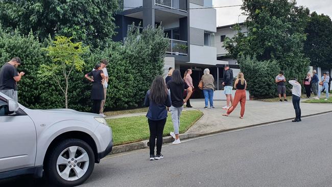 A Brisbane rental queue in Kedron in May last year. The number of people applying for some individual rentals continues to astound agents. Picture: Debra Bela