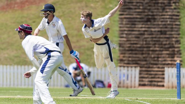 Griffith Williams bowls for The Southport School (TSS) Picture: Kevin Farmer