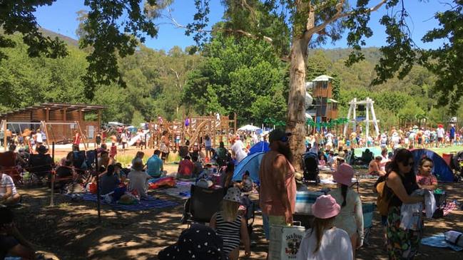 The huge crowd at Warburton Water World on January 10.