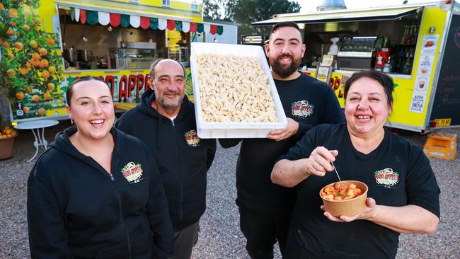 Mara, Joe, Ben and Rosa Vitagliano, at their family food truck, Buon Appetit, in Denham Court. Picture: Justin Lloyd.