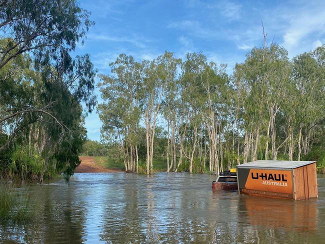 The U-Haul trapped in floodwaters. Picture: NT Police