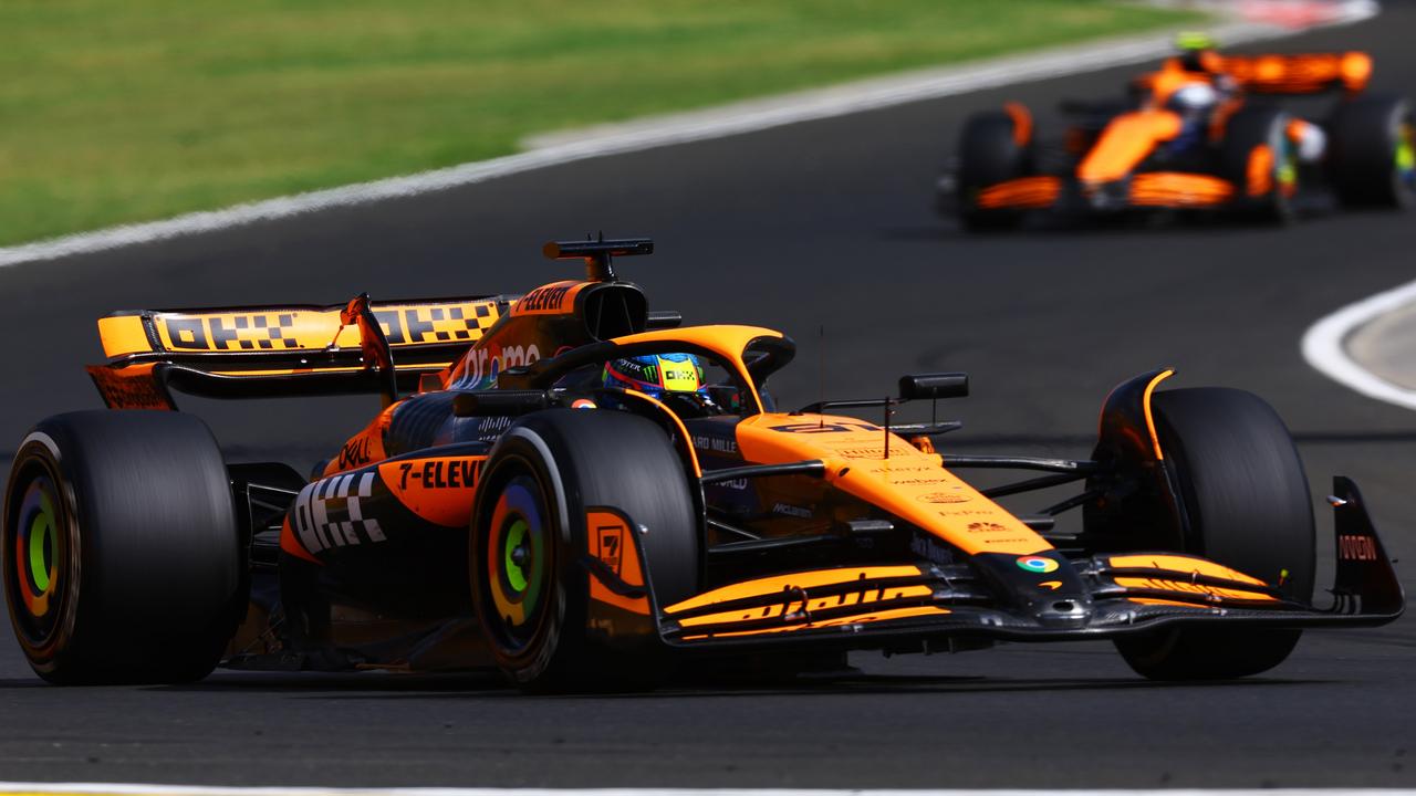 Oscar Piastri leads his McLaren teammate Lando Norris