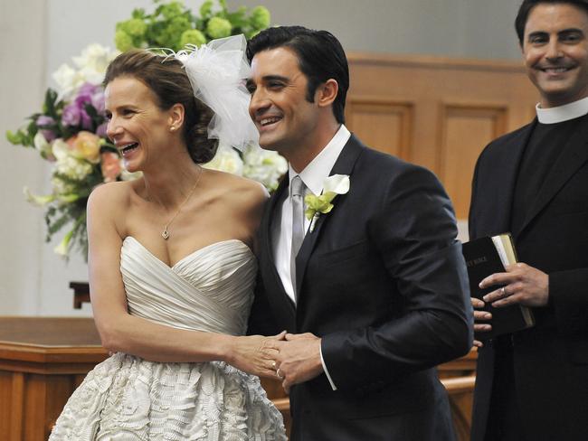Rachel Griffiths as Sarah and Gilles Marini as Luc in &lt;i&gt;Brothers &amp; Sisters&lt;/i&gt;.