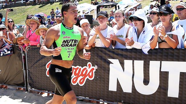 Series leader Shannon Eckstein wins round 4 of the Australian Nutri-Grain Ironman Series at Newcastle Beach. Picture by Peter Lorimer.