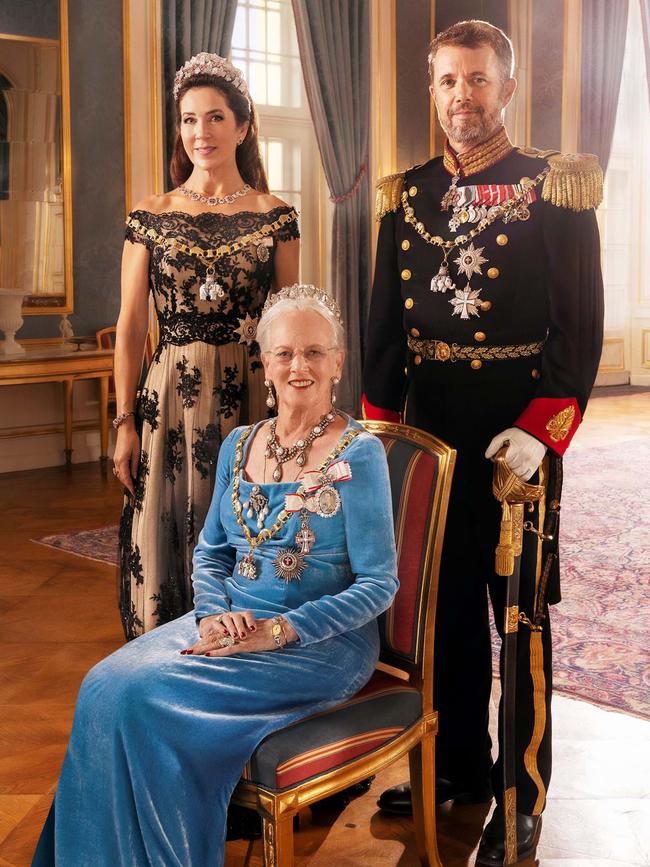 Her Majesty Queen Margrethe II of Denmark with Crown Prince Frederik and Crown Princess Mary. Picture: Per Morten Abrahamsen/Royal House