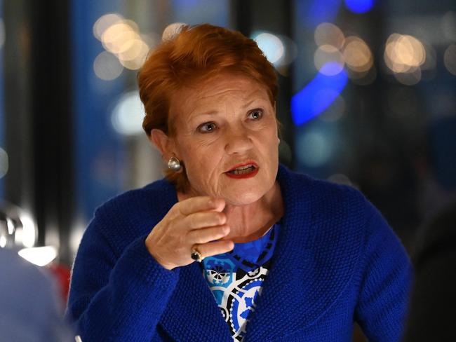 25/08/2021 : Senator Pauline Hanson, Leader of the Pauline Hanson's One Nation party, during an interview with the journalist at a restaurant in the Brisbane CBD. Hanson is about to celebrate 5 years of being back in Federal Parliament. Lyndon Mechielsen/The Australian