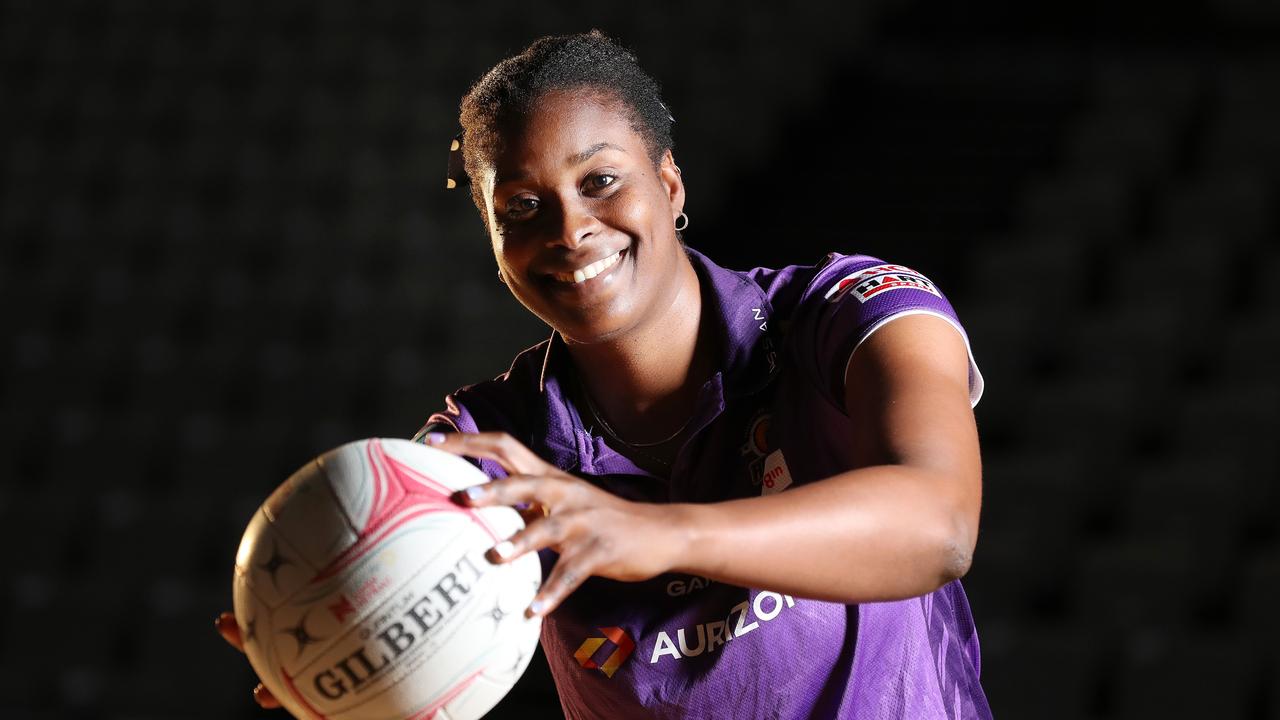 Firebirds player Romelda Aiken-George is currently on maternity leave. Photo: Photographer: Liam Kidston.